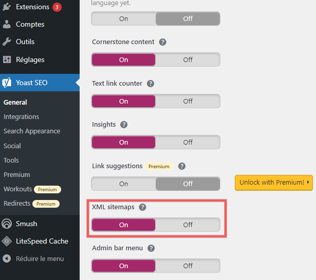 general xml settings yoast